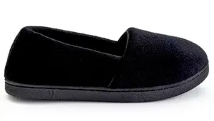 Isotoner Indoor/Outdoor Black Microterry Satin Trimmed Slippers Size 6.5-7 thumbnail 2