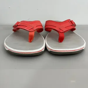 Clarks Cloudsteppers Brinkley Sandals Sz 11 Coral Orange Flip Flop Sporty‎ thumbnail 4