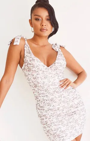 Pretty Little Thing White Floral Dress thumbnail 1