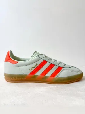 NWT Adidas Gazelle Indoor Linen Green Solar Orange Size 7 thumbnail 2