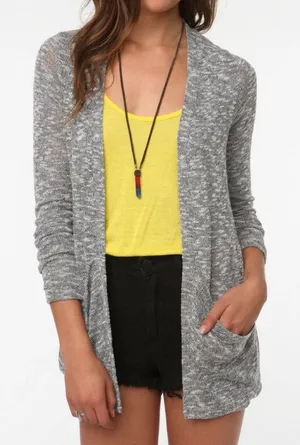 SPARKLE FADE URBAN OUTFITTERS White Black Open Marled Knit Cardigan Sweater XS thumbnail 1