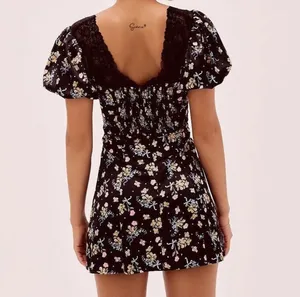 For Love And Lemons August Floral Bow Satin Lace Trim Mini Dress thumbnail 8