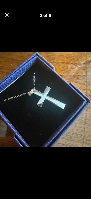 Stainless Steel & Turquoise Cross 16 inch Necklace thumbnail 3