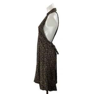 Free People Cest La Vie Black Ditsy Floral Halter A Line Mini Dress Size XS thumbnail 2