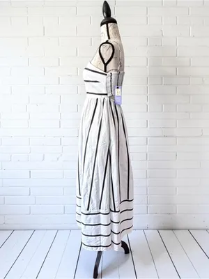 Striped Smocked Back Spaghetti Strap Maxi Sundress Size Small NWT thumbnail 5