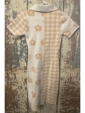 Princess Polly Lainey Floral White Beige knit dress size XS/S thumbnail 4