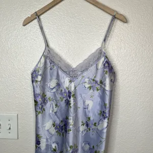 Gilligan & OMalley Floral Satin Slip Nightgown Dress Lace Trim Small thumbnail 2