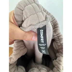Comfrt Taupe Fleece Jogger Sweatpants Elastic Waist High Rise Medium thumbnail 4