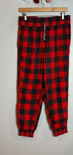 Aerie buffalo plaid flannel pajama jogger pants thumbnail 1