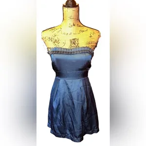 Forever21 Blue Strapless Sweetheart Mini Dress, Size S thumbnail 2