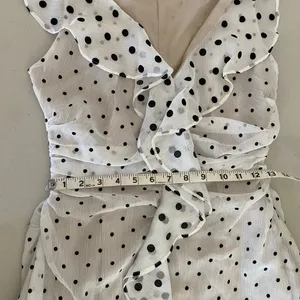 Elliatt Black White Polka Dot Dorothy Ruffled Tiered Flounce Mini Dress Small thumbnail 5