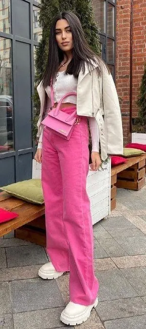 Zara Pink Wide Leg Jeans thumbnail 1
