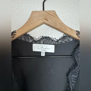 L’Academie Jade Wrap Lace Edge Mini Black Dress Revolve size XS $200 thumbnail 10