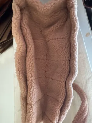 Victoria's Secret Sherpa Tote Bag with leather logo thumbnail 5
