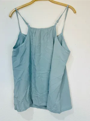 Kut from the Kloth Sage Blue Ruffle-Trim Spaghetti Strap Cami Top thumbnail 4