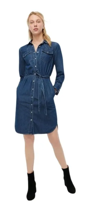 J.CREW Denim shirtdress with tie belt Size 6 thumbnail 1