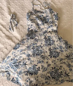 Floral Polo Ralph Lauren Teen Dress with hair tie thumbnail 1
