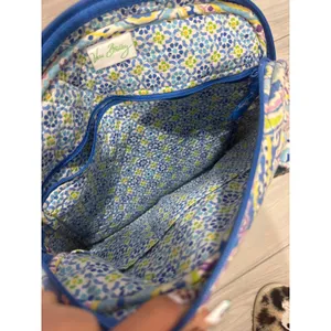 Vera Bradley Quilted Cotton Tote Bag Blue Purple Paisley Zip Shoulder Bag thumbnail 3
