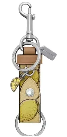 Coach Trigger Snap Keychain Yellow Lemon Leather Silver Hardware NYC thumbnail 1