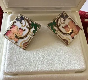 Vintage cloisonné earrings thumbnail 1