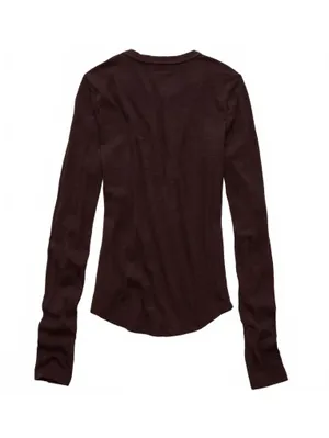 AE Long Sleeve Henley T-Shirt American Eagle NWT Brown Medium thumbnail 3