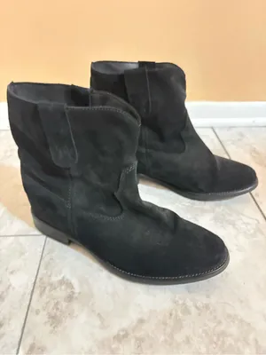Anthropologie Hidden Heel Black Suede Ankle Boots thumbnail 2
