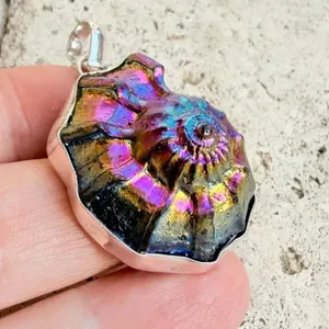Rainbow Titanium Ammonite Pendant 925 Plated thumbnail 5