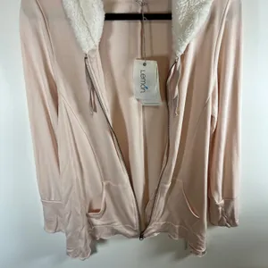 Lemon Vanilla Cream Sherpa Lined Zip Up Hoodie Jacket NWT‎ LL-0012 Pink Large thumbnail 6