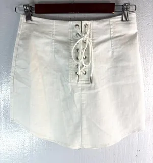 Forever 21 S Denim Lace-Up Mini Skirt in White thumbnail 1