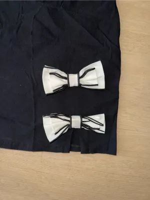 Zara Black Mini Dress with White Bow Accents thumbnail 2