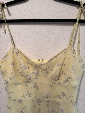 Princess Polly‎ Yellow Floral Spaghetti Strap Mini Dress Size 6 thumbnail 8