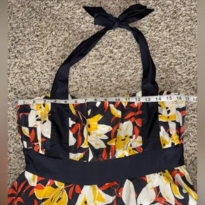 Moulinette Soeurs* Black & Yellow Small Silk Floral‎ Print Halter Neck A-Line 8 thumbnail 7