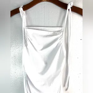Beautiful S Elegant Drop Waist White Puff Hem Gown Dress thumbnail 5