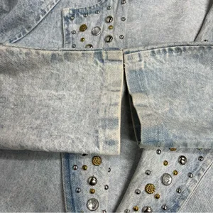 80's Vintage M BLUE Jean Jacket acid washed out studded thumbnail 14