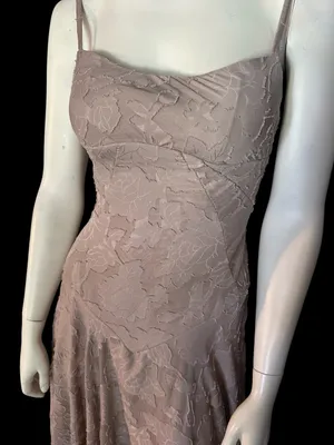 Floral Jacquard Spaghetti Strap Corset Back Maxi Dress Taupe Size 2 NWT thumbnail 2