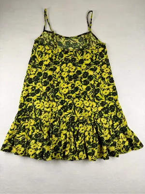 Urban Outfitters Floral‎ Slip Dress Yellow Black Ruffle Hem Small NWT thumbnail 4
