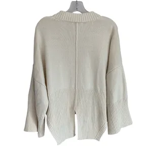 Topshop Womens Cream V-Neck Split Back Oversized Knit Sweater Ivory XS 0-2‎ thumbnail 5