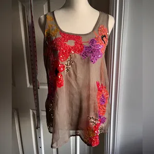 Candie's Y2k sheer, intricate sequin-embellished floral embroidery thumbnail 6