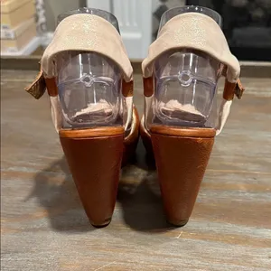 Cynthia Vincent Leather Wedge Sandals Size 9 Brown Knot Peep Toe Boho Chic thumbnail 10