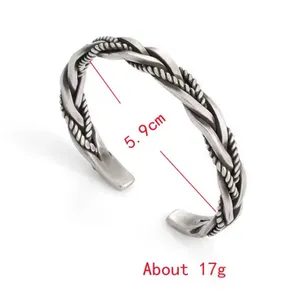 NEW Solid Unisex Braided 925‎ Sterling Silver Cuff Bracelet thumbnail 4