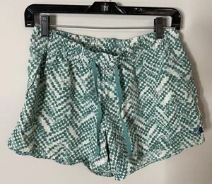 The North Face Green White Athletic Shorts Geometric Logo Medium Excellent Cond thumbnail 1