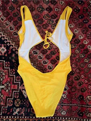 Yellow monokini one piece swimsuit thumbnail 2