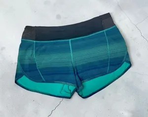 Lululemon Real Quick High Rise Athletic Shorts Simply Radiant Hunter Green Black thumbnail 1