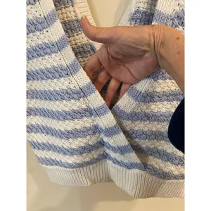 Anthropologie Maeve Knit Open Back Top Blue and White Stripe Sz XXS thumbnail 4
