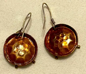 Unique Copper earrings that look like Drums thumbnail 3
