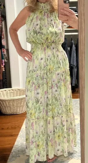 Taylor Floral Halter Neck Chiffon Dress- Size 6 thumbnail 1