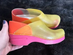 Dansko Translucent Professional Clogs Sz 6.5 EU 37 Orange Yellow Pink shoes thumbnail 1