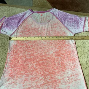Prana Burnout Raglan Baseball‎ T-Shirt Womens Medium Coral Purple Sporty Active thumbnail 5