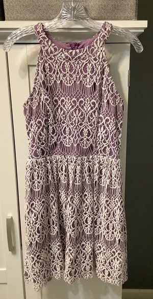 Altar'd State Purple Dress with White Lace Overlay EUC Wedding Sorority Feminine thumbnail 1