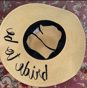 Bride to Be Floppy Beige Straw Hat Tan thumbnail 4